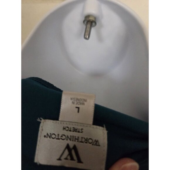 Worthington Stretch Scoop Cowl Neck Long Sleeve Blouse Teal L - Picture 5 of 7